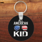 Amerikaans Kind 4 van juli Jongens Patriottisch Ti Sleutelhanger (Voorkant)