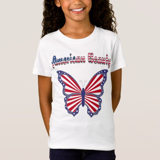 Amerikaans Kinder Shirt Beauty Patriotic Butterfly (Voorkant)