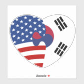 Amerikaans Koreaans Vlag Hart Sticker (Vel)