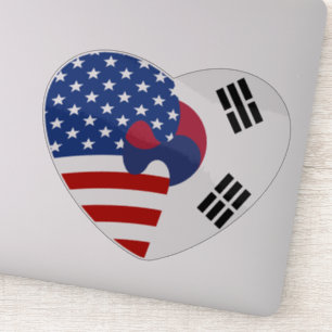 Amerikaans Koreaans Vlag Hart Sticker