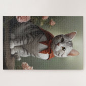 Amerikaans Korthaar Kitten met Rozen Legpuzzel (Horizontaal)