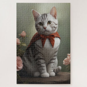 Amerikaans Korthaar Kitten met Rozen Legpuzzel