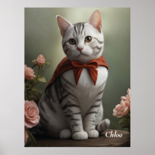 Amerikaans Korthaar Kitten met Rozen Poster