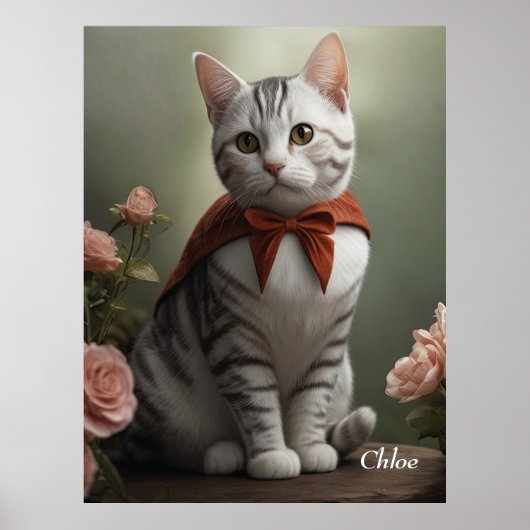 Amerikaans Korthaar Kitten met Rozen Poster (Voorkant)
