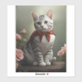 Amerikaans Korthaar Kitten met Rozen Sticker (Vel)