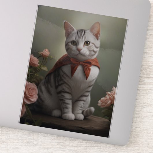 Amerikaans Korthaar Kitten met Rozen Sticker (Detail)