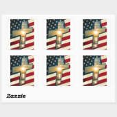 Amerikaans kruis #1 vierkante sticker (Vel)