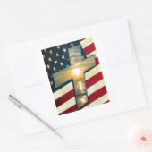 Amerikaans kruis #1 vierkante sticker (Envelop)