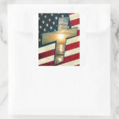 Amerikaans kruis #1 vierkante sticker (Tas)
