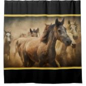 Amerikaans kwartier paard met zwarte achtergrond douchegordijn (Voorkant)