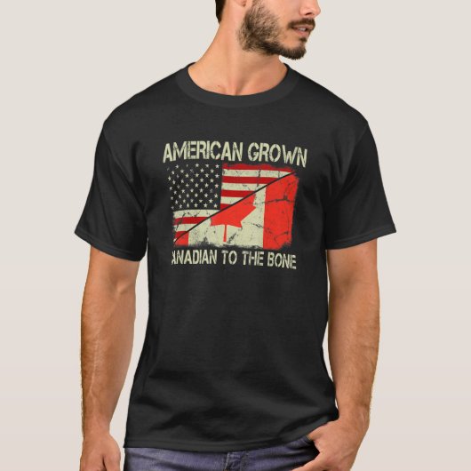 Amerikaans kweekCanada tot de bot US Canada vlag T-shirt (Voorkant)