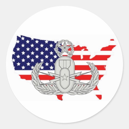 Amerikaans land met EOD-badge Ronde Sticker (Voorkant)