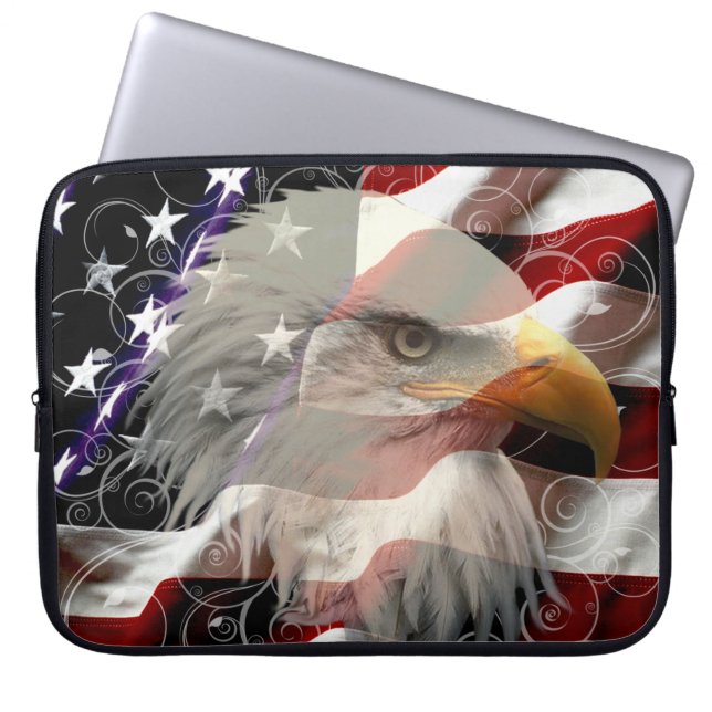 Amerikaans laptophoes met adelaar laptop sleeve (Voorkant)