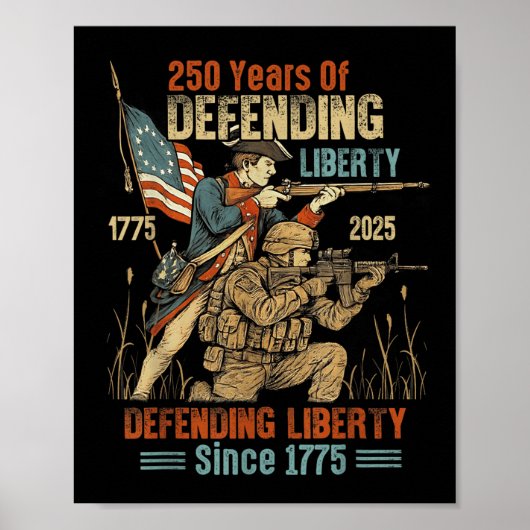 Amerikaans leger 250e verjaardag Verdediging van d Poster (Voorkant)