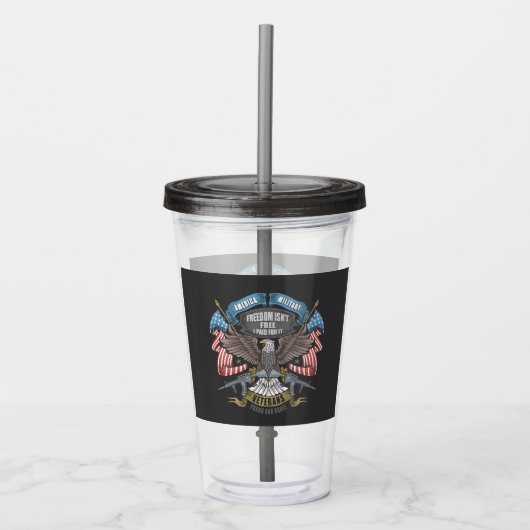 Amerikaans leger met vlag en adelaar acryl drinkbeker (Voorkant)