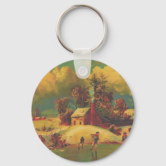 Amerikaans leven winter vintage sleutelhanger (Voorkant)