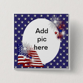 Amerikaans Lijst van de Vlag Foto Vierkante Button 5,1 Cm
