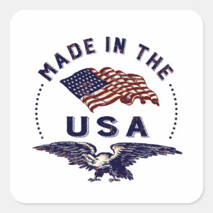  Amerikaans Made in de USA Vierkante Sticker