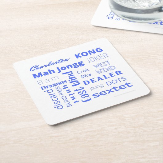 Amerikaans Mah Jongg Onderzetter in Blauw (Schuin)