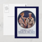  Amerikaans marineschip roept poster op Briefkaart (Voorkant / Achterkant)