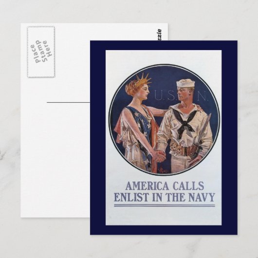  Amerikaans marineschip roept poster op Briefkaart (Voorkant / Achterkant)