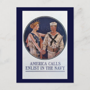  Amerikaans marineschip roept poster op Briefkaart