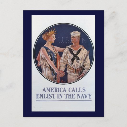  Amerikaans marineschip roept poster op Briefkaart (Voorkant)