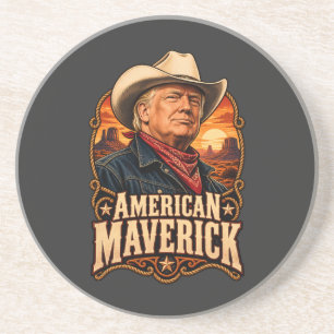 Amerikaans Maverick Westers Portret Rond Zandsteen Onderzetter