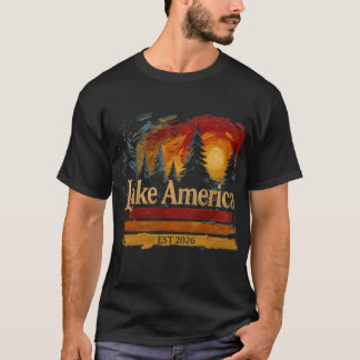 Amerikaans meer vintage zonsondergang mannen vrouw t-shirt