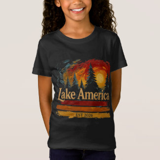 Amerikaans meer vintage zonsondergang mannen vrouw t-shirt