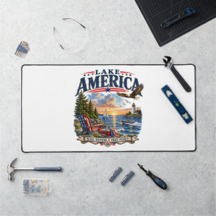 Amerikaans meer zonsondergang patriottische adelaa bureaumat
