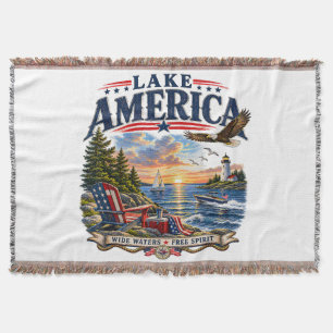 Amerikaans meer zonsondergang patriottische adelaa deken