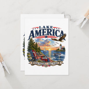 Amerikaans meer zonsondergang patriottische adelaa kaart