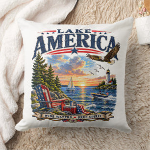 Amerikaans meer zonsondergang patriottische adelaa kussen
