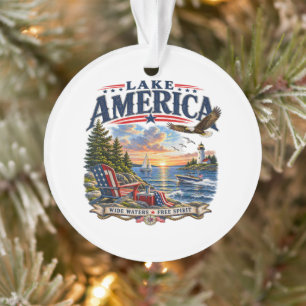 Amerikaans meer Zonsondergang Patriottische Adelaa Ornament
