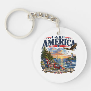 Amerikaans meer zonsondergang patriottische adelaa sleutelhanger