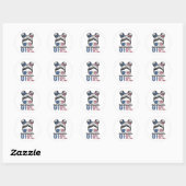 Amerikaans Meisje 4 Juli Messy Bun USA Vlag Ameri Ronde Sticker (Vel)