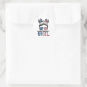 Amerikaans Meisje 4 Juli Messy Bun USA Vlag Ameri Ronde Sticker (Tas)