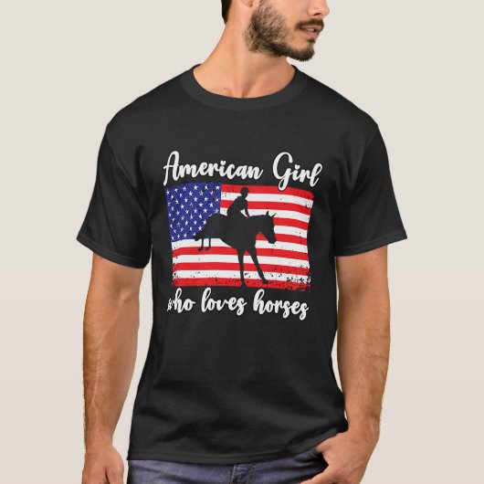 Amerikaans meisje dat van een rijder 4 houdt t-shirt (Voorkant)