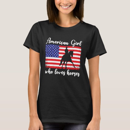 Amerikaans meisje dat van een rijder 5 houdt t-shirt (Voorkant)
