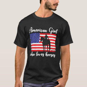 Amerikaans meisje dat van eventing paarden ruiter t-shirt