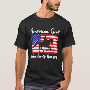 Amerikaans meisje dat van eventing paarden ruiter t-shirt