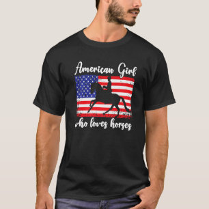 Amerikaans meisje dat van paarden houdt dressuurri t-shirt