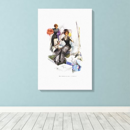Amerikaans meisje in Frankrijk door Harrison Fishe Canvas Afdruk (Insitu (Houten vloer))
