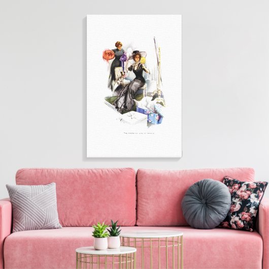 Amerikaans meisje in Frankrijk door Harrison Fishe Canvas Afdruk (Insitu (Woonkamer))