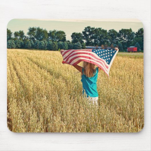 Amerikaans meisje in Wheat Field Muismat (Voorkant)