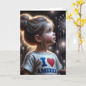 Amerikaans meisje kijken vuurwerk kaart (Gele Bloem)