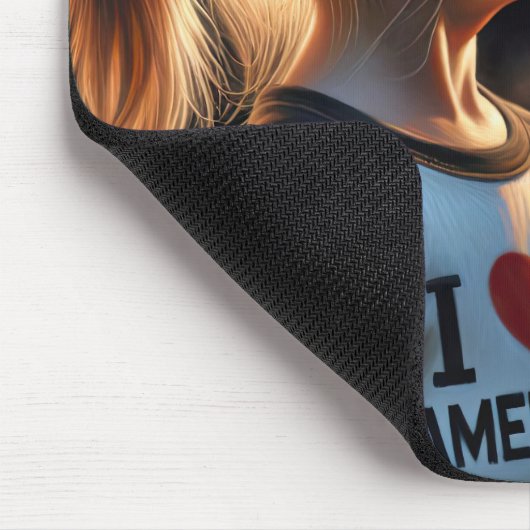 Amerikaans meisje kijken vuurwerk muismat (Hoek)