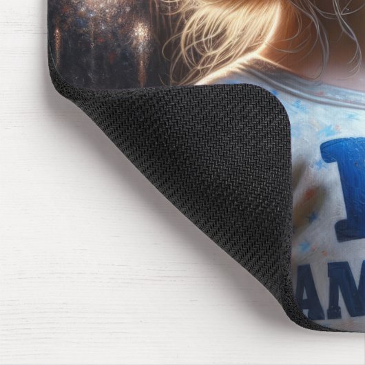 Amerikaans meisje kijken vuurwerk muismat (Hoek)