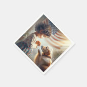 Amerikaans meisje met hond bidden servet (Hoek)